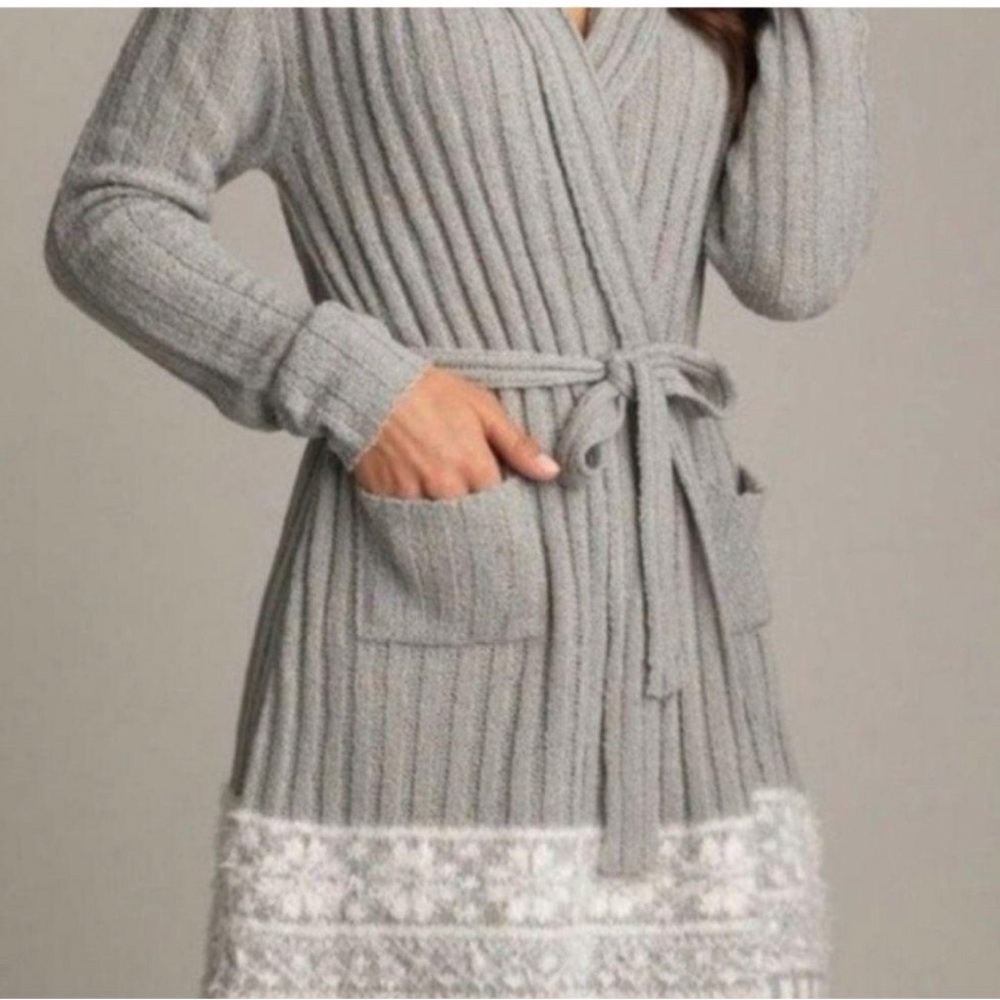 Lemon Snowflake Grey Cozy Sweater Robe S/M